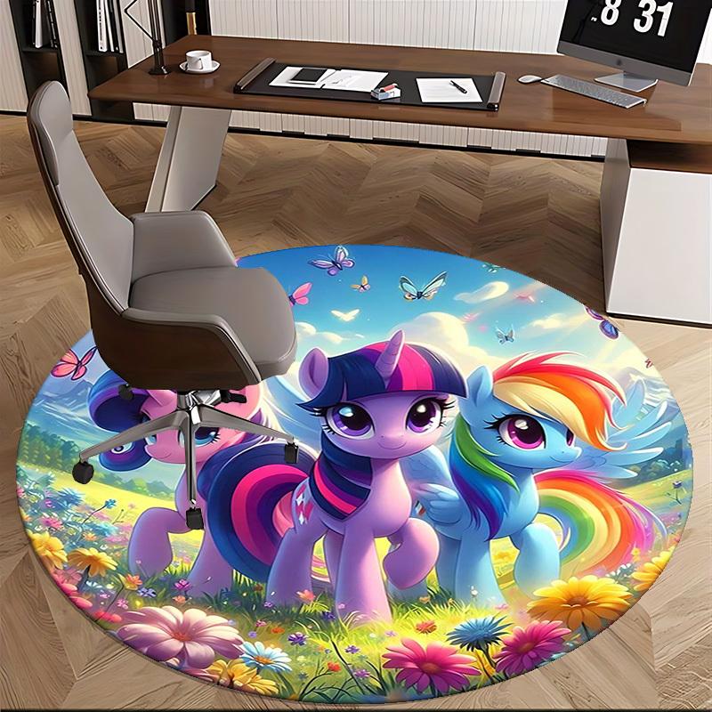 1pc My Little Pony Rainbow Dash Twilight Sparkle Princess Luna Round Carpet Office Chair Mat Non-Slip Rug Festival Gift Suitable for Home Decor Living