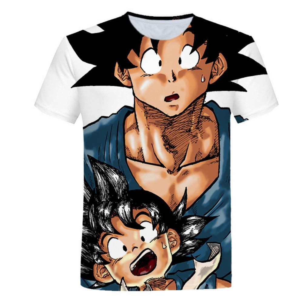 Children's Dragon Ball Series 3D Digital Printed Boys' Casual and Comfortable Round Neck Short Sleeved T-shirt