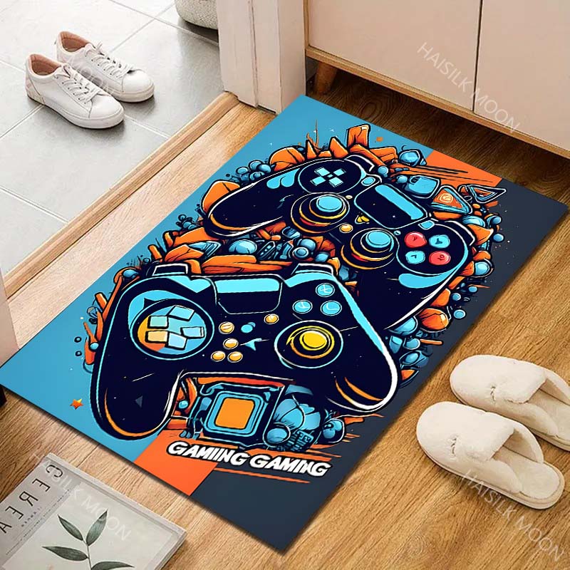 Retro-Spielcontroller Neonlichter Teppich für Wohnzimmer Schlafzimmer Sofa Heimdekor Rus Rutschfeste Fußmatte Luxuriöses Geschenk