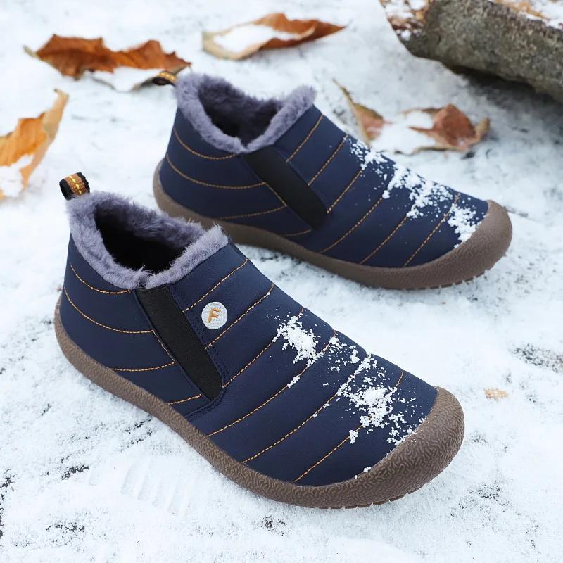 Golden Sapling Winter Waterproof Warm Shoes Unisex Outdoor Flats Men Low Cut Thermal Loafers Leisure Casual Shoes Lovers