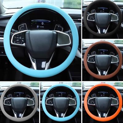 Universal Car Steering Wheel Cover Anti-Slip Leather Texture Soft Silicone Car Steering