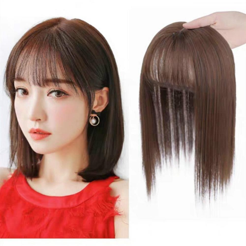 Clip In Increase Hair Volume Topper Hair Piece Long Straight Wig Head Top Wig Block 3D Hair Bangs