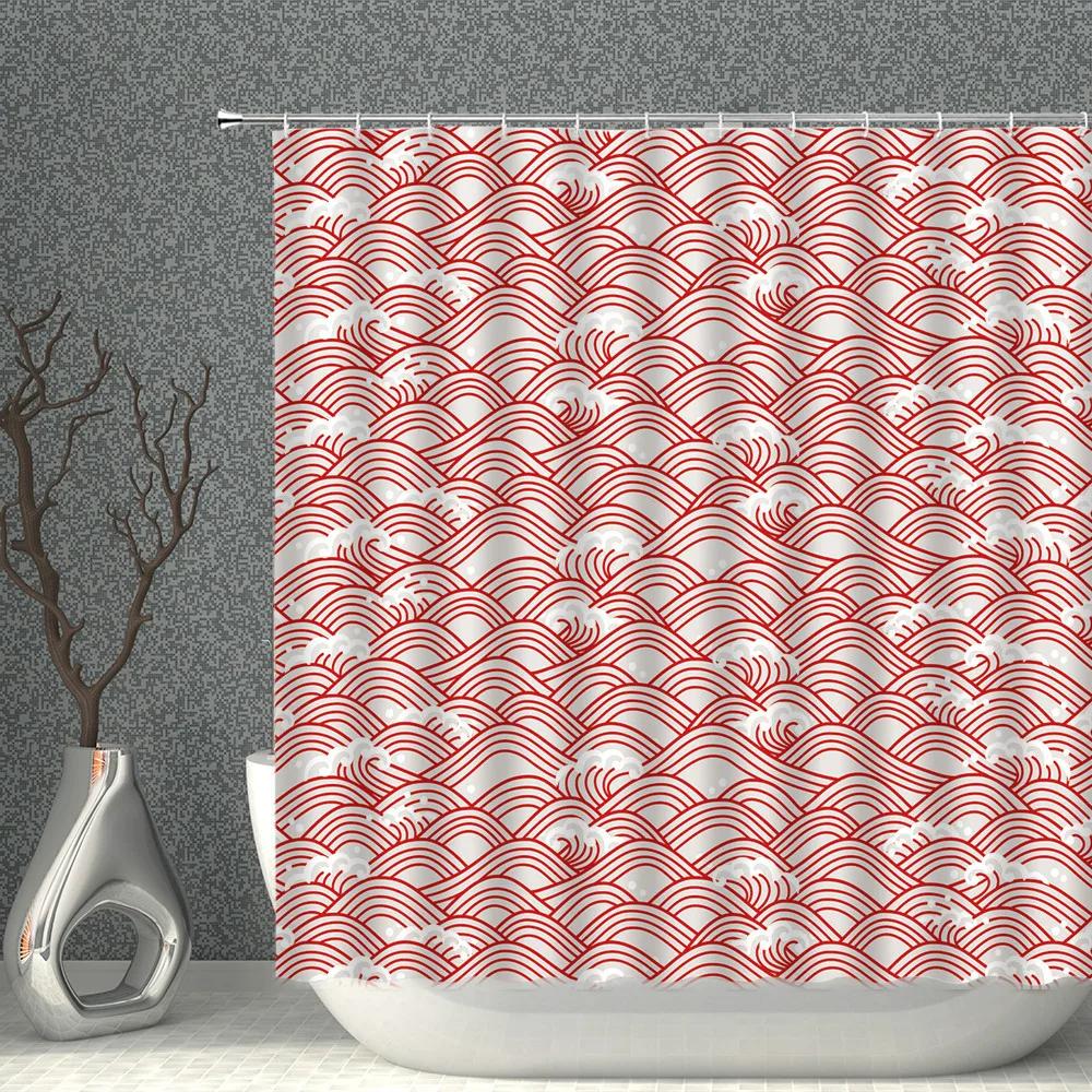 

Color Shower Curtain Multicolor Fish Scale Wave Printing Pattern Waterproof Polyester Fabric With Hooks Household Decoration W90XH180cm
