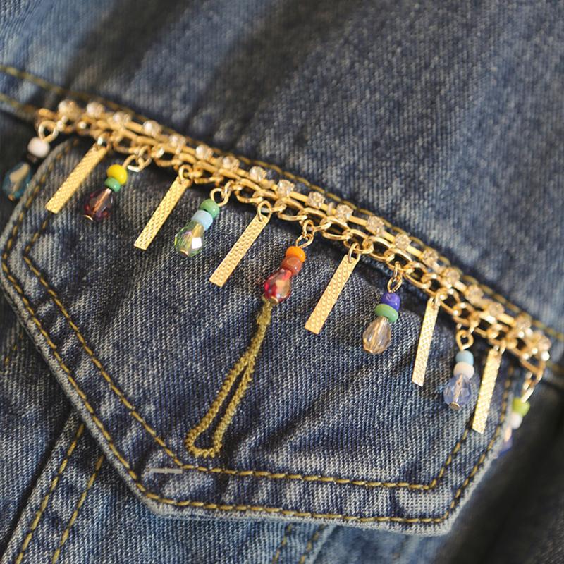 1M Ethnic Style Metal Sequin Chain Trim Sewing Tassels Fringe Beaded Ribbon Fringe Trim Diy Craft Waist Chain Garment Accessory