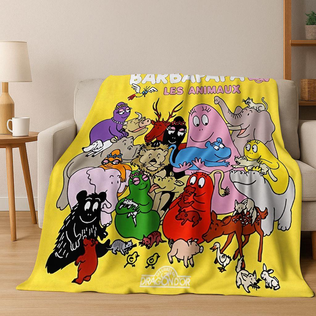 Cartoon Les Barbapapa Barbamama Family 3D Flannel Blanket,Warm and Cozy Soft Throw Blanket for Home Bedroom Bed Sofa Cover Kids