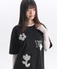 AMBLER See-Through Flower Embroidered Short Sleeve T-Shirt As1305 (Black)