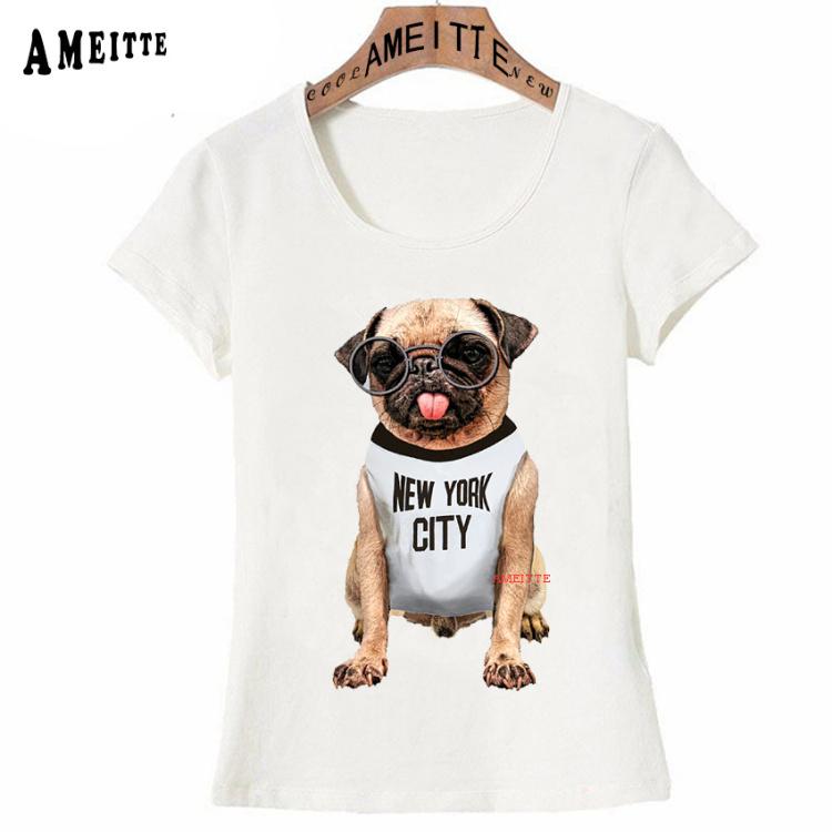 Summer Cute Women Short Sleeve Pug Mom Flower Crown Print T Shirt Girl Casual Tops