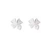 Real 925 Silver Hollow Bowknot Bead Screw Stud Earrings For Women Classic Fine Jewelry Light Accessories