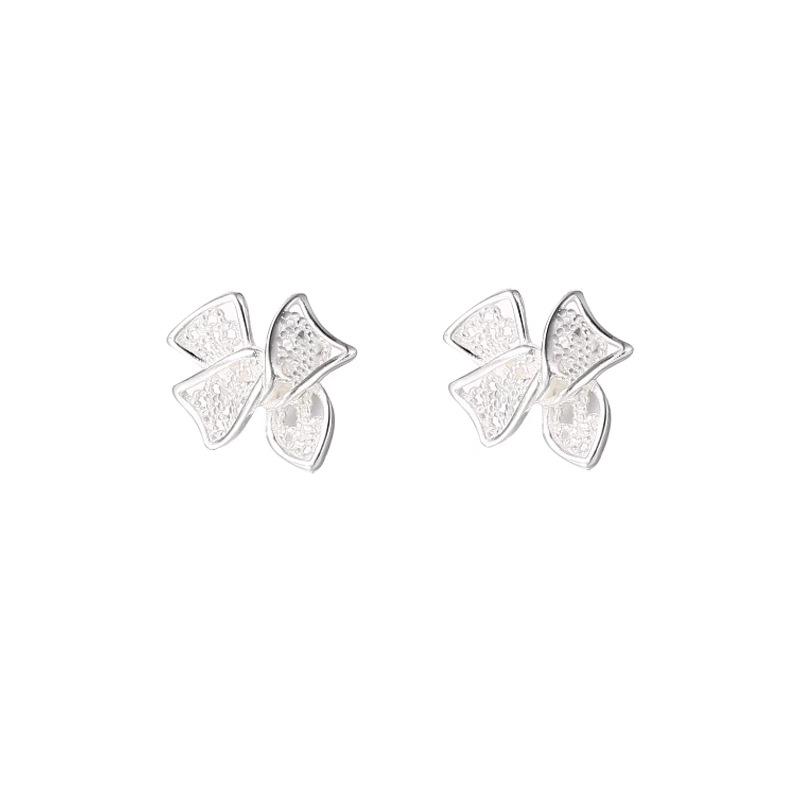 Real 925 Silver Hollow Bowknot Bead Screw Stud Earrings For Women Classic Fine Jewelry Light Accessories