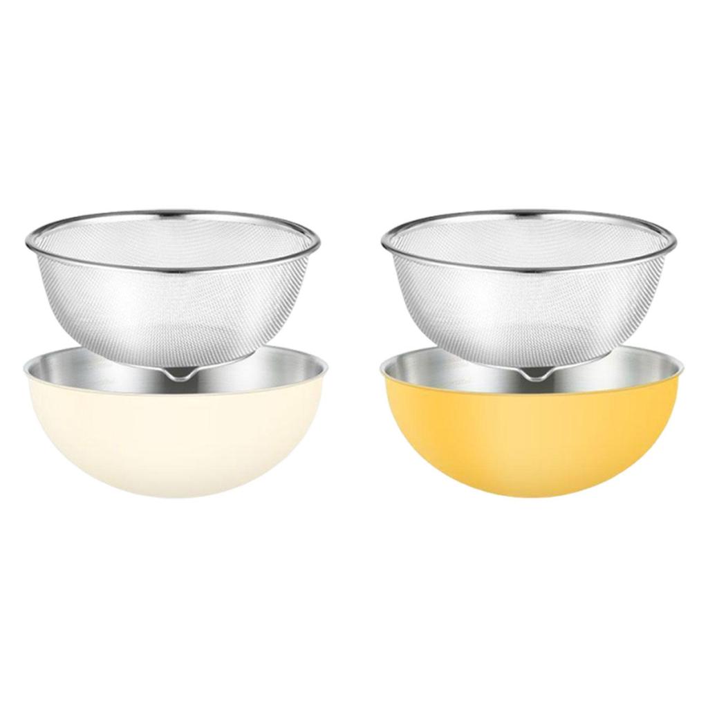 Reiswaschschale Siebschale Edelstahl-Sieb mit Rührschale, zum Salatmixen
