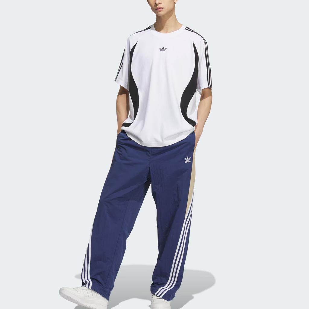 Adidas Originals Teamgeist Logo Color Block Striped Sports Short Sleeve T-Shirt Men Tops White KB8966