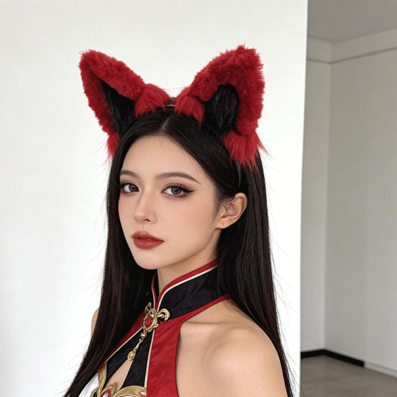 Realistic Wolf Ears Hairband Furry Headbands Plush for Coser Role Play and Photography Props