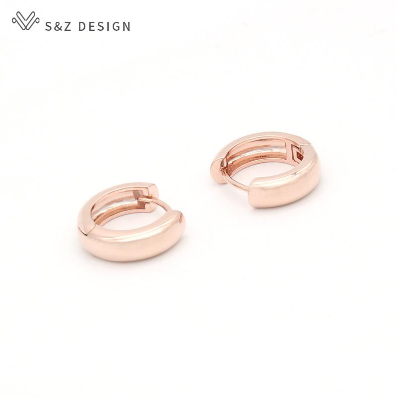 Fashion Round Smooth Arc Metal Drop Earrings For Women Girl Jewelry Rose Gold Color Eardrop