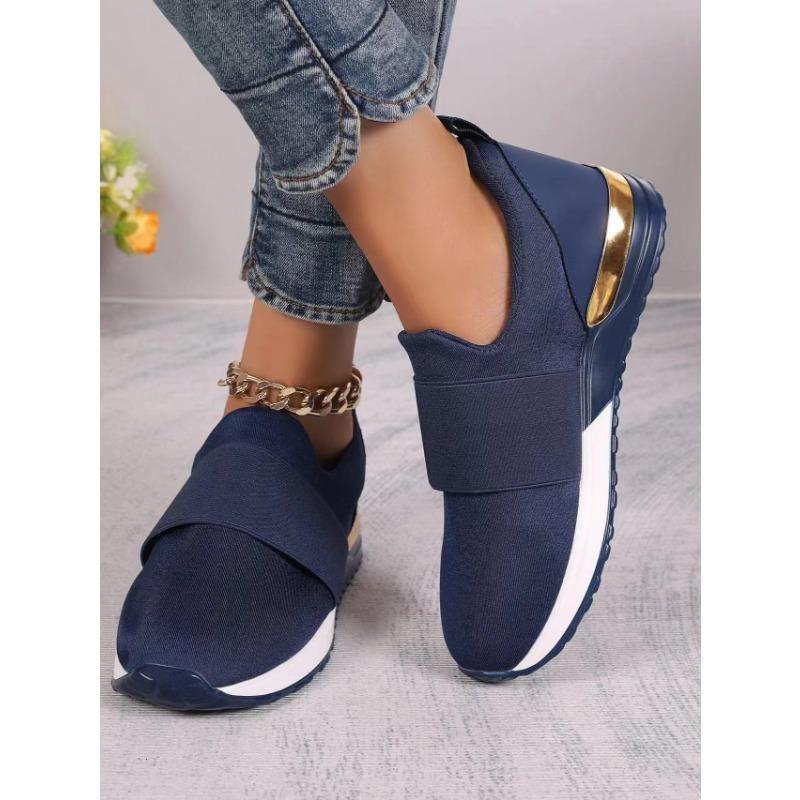 Summer Women's Elastic Mesh Surface Casuals Rubber Soft Sole Breathable Slip On Sneakers Solid Color Flat Casual Shoes for Women