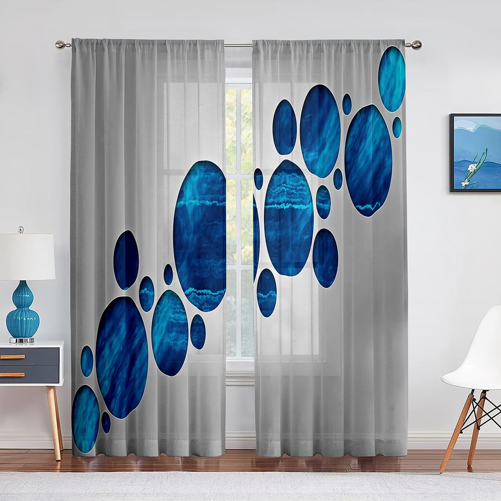 Bruna Cirklar Prickar Mönster Tyll Fönstergardiner för Vardagsrum Sovrum Modernt Kök Skira Voile Gardiner Draperier Dekoration