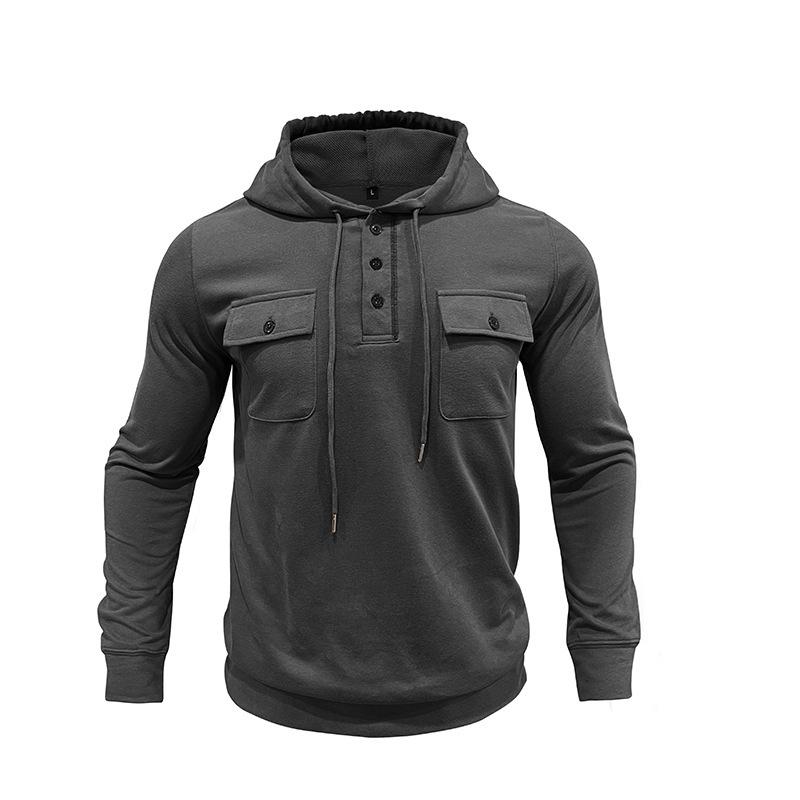 2026 Autumn/Winter Men's Retro Hooded Sweatshirt - Long-Sleeve Sport Hoodie with Pocket