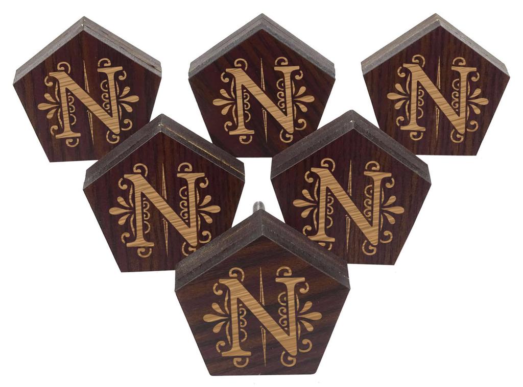 IBA Indianbeautifulart Brown Alphabet H Engraved Furniture Knobs Cabinet Drawer Pull Pack