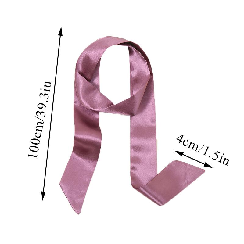 Fashion Women Narrow Solid Color Long Silk Scarf Satin Neck Tie Handle Bag Ribbons Luxury Headbands Skinny Scarves Neckerchief