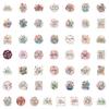 50Pcs Waterproof PVC Stickers Floral Design for Cup Laptop Decoration