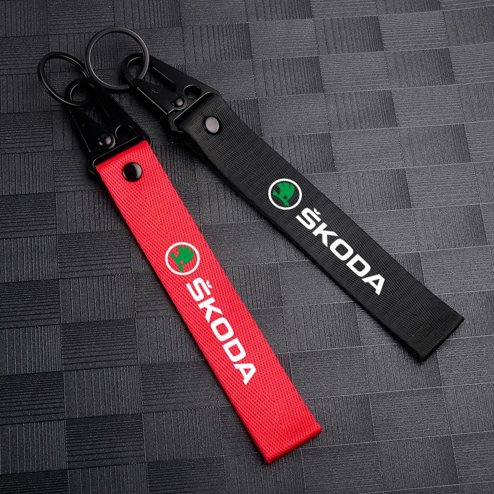 Key Chain Rings Thickened Keychain Lanyard Strap Long Lasting Use Car Badges Keyring Auto Replacement Accessory For Skoda Rapid ulsh63