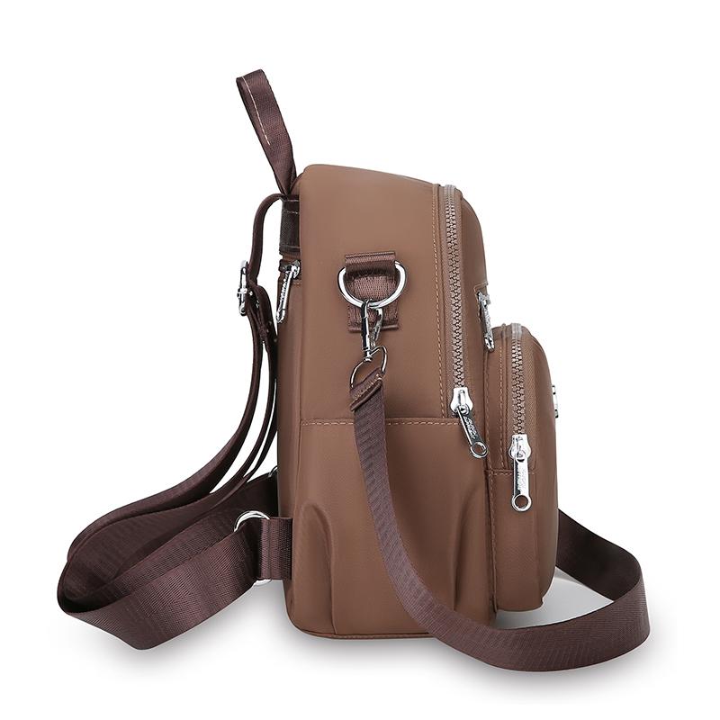 Women's Solid Color Backpack Lightweight Student Schoolbag Multifunctional Crossbody Shoulder Handbag