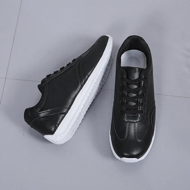 White Leather Sneakers Sport Vulcanized Shoes Comforthable Spring Sneakers Casual Shoes Fashion School Tennis Flat Shoes