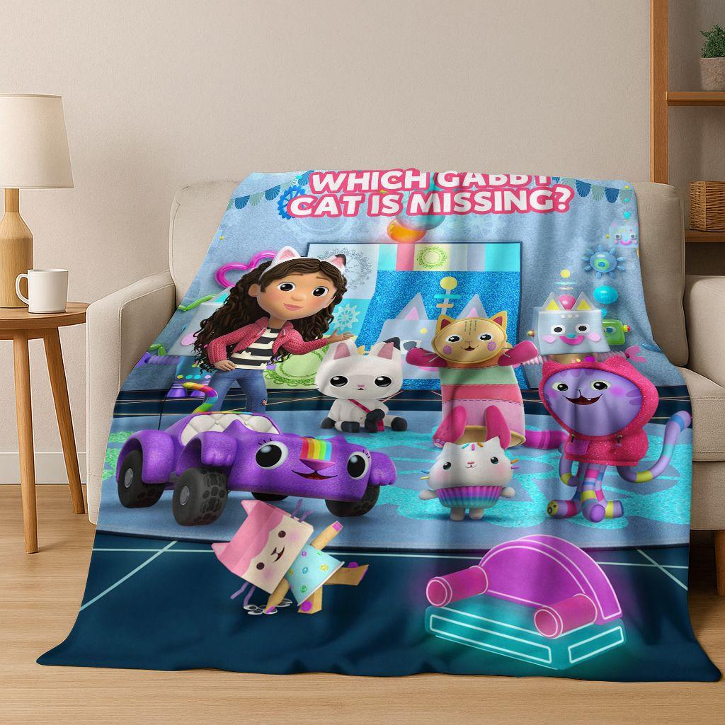2026 New Cartoon Gabbys Dollhouse Girl Gift Flannel Blanket,Warm and Cozy Soft Throw Blanket for Home Bedroom Bed Sofa Cover Kid