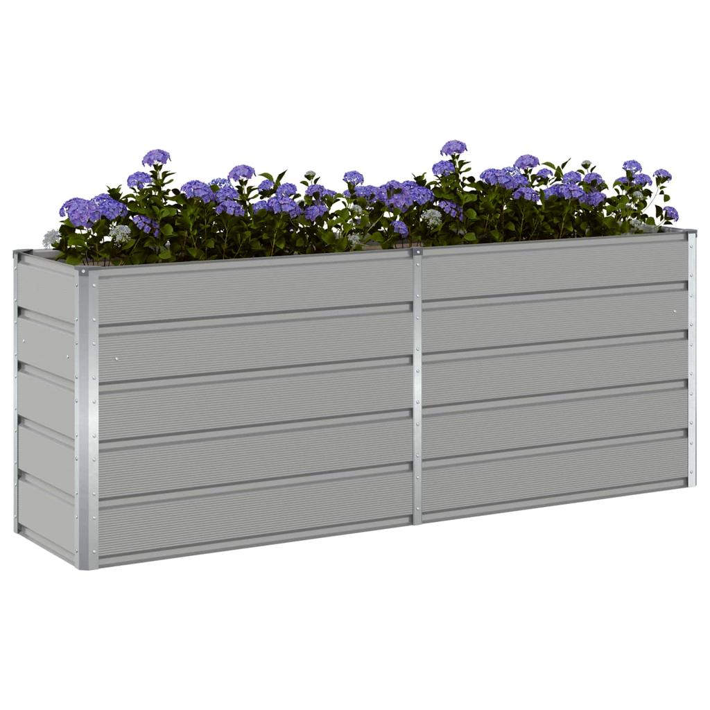 Plant Pot Light Grey 195 X 50 X 75 Cm Galvanized Steel