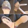 Girls High Heels for Kids Party Wedding Evening Dress Shoes Fashion Bow Diamond Crystal Shoes Princess Stockings Girl Sandals