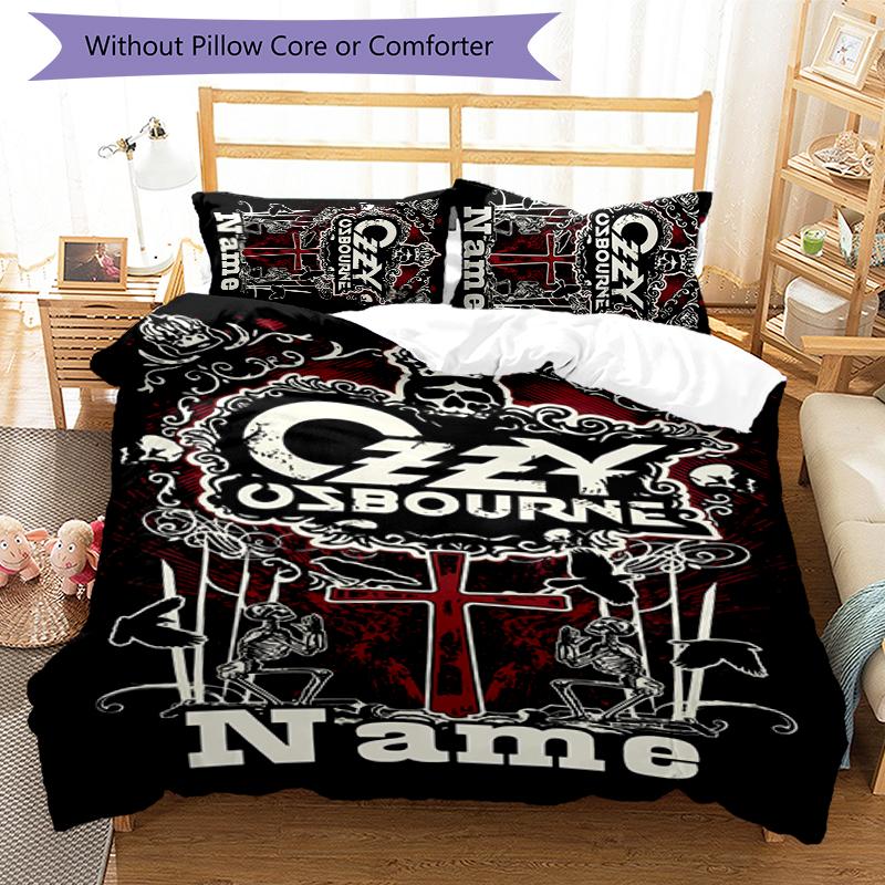 3pcs Custom Name Rock Ozzy Osbourne Bedding Set Duvet Cover Closure Includes 1 Duvet Cover & 2 Pillowcases for All Seasons Bedroom Decor