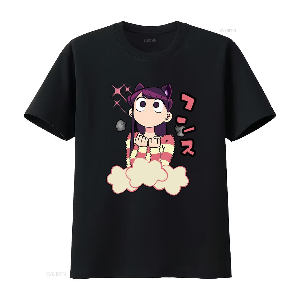 Komi San Cant Communicate T Shirt Hitohito Omoharu Ren Waifu Vintage Washed Slightly Fashion Homme Breathable Casual Vintage