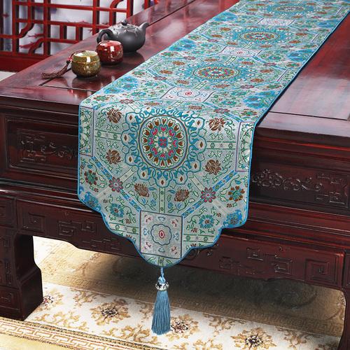 Chinese Style Table Flag Cloud Brocade Satin Table Flag Classical Tea Table Table Cloth Strip Cloth Tea Table Tea Mat Bed Flag
