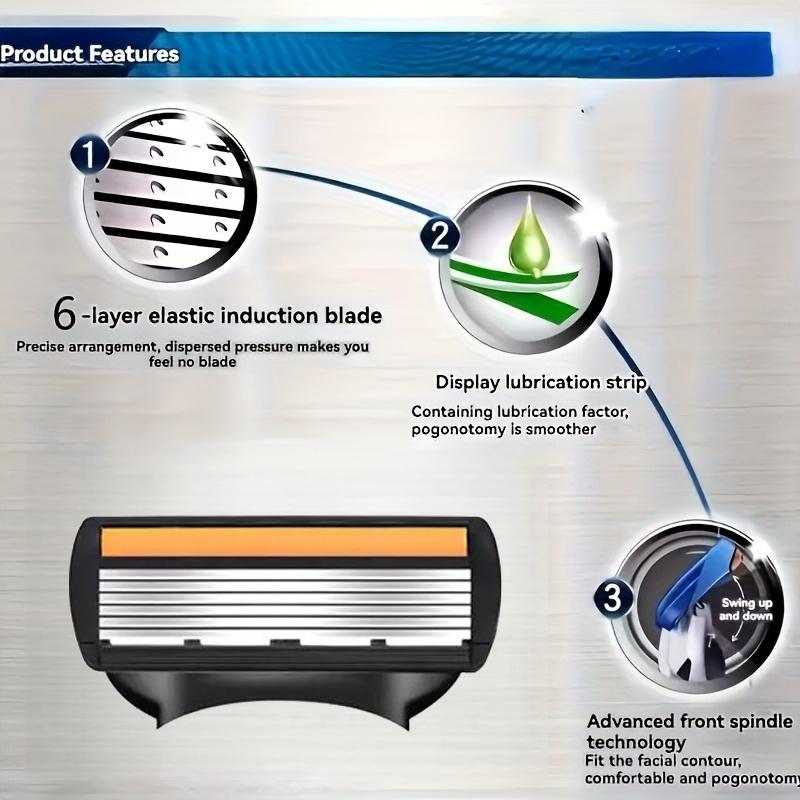 Shaver Men's Manual Razor Safety Razor 6-layer Stainless Steel Hair Removal Knife, Replaceable Razor Head, Razor Tools.