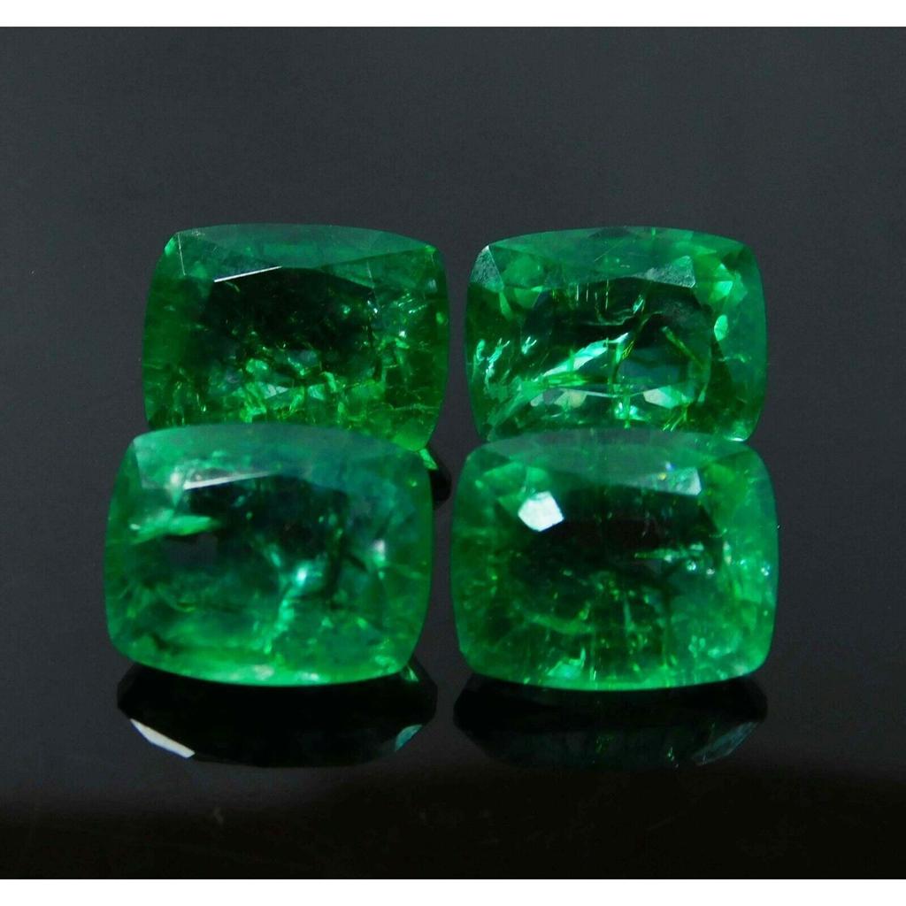 6 To 7 Ct Each Natural Emerald Green Cushion Shape CERTIFIED Loose Gemstone Lot A-64845365