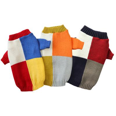Pletený psí svetr Color Block Pulovr pro mazlíčky Teplé zimní oblečení pro malé psy Kočky Útulný měkký přízový oděv Oblečení do chladného počasí