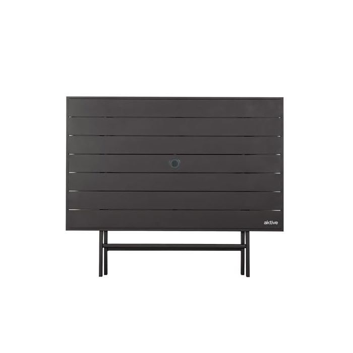 Table pliante de jardin - AKTIVE - 120x75x70 cm - Acier noir - Trou pour parasol - Capacité 4 personnes
