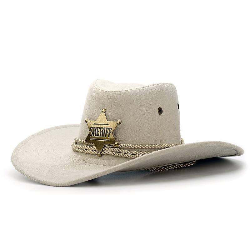 INS Unisex Moterys Vyrai Imitacija Zomša šešiakampė žvaigždė Šerifas plataus krašto apsauginis kremas nuo saulės Kepurėlė Beach Cowboy Cowgirl Vakarų kepurė