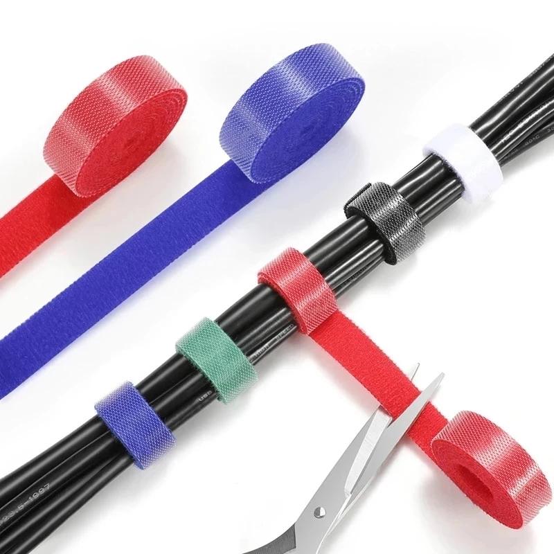 5M Cable Cable Ties Adhesive Fastener Tape Wrap DIY Reusable Double Side Hook and Loop Cable Straps Wires Management Straps