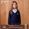 PawinPaw Girls' Faux Two-Piece Shirt-Collar Sweatshirt