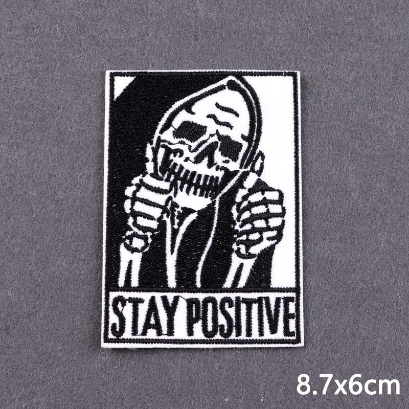 Red Fusible Patches Hiphop Iron On Thermoadhesive Patches For Clothes Cross Skull Embroidery Patches For Jacket Logo Applique