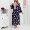 Long Sleeve Dress Print Loose Women's Dress Ethnic Lace Flared Sleeve Dress