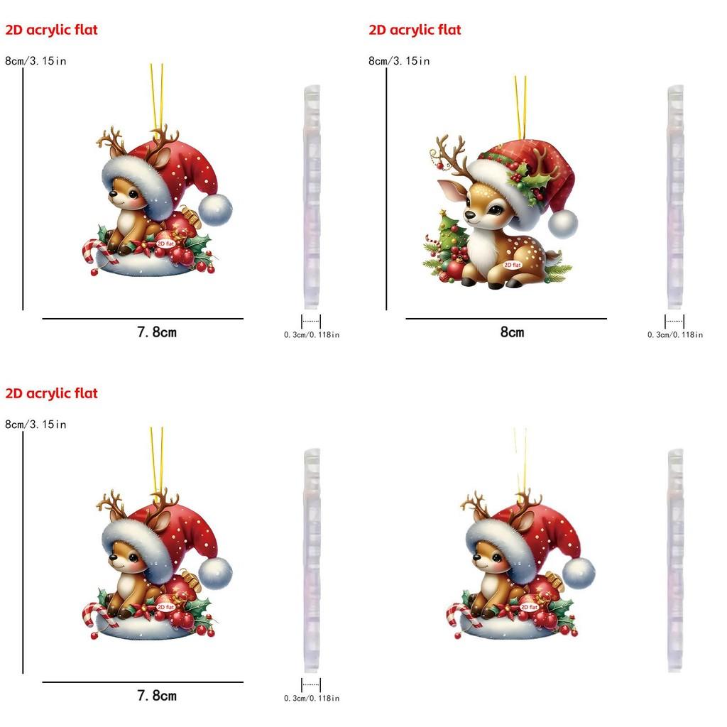 Acrylic Car Hanging Ornament Pack For Christmas Tree And Vehicle Interior Decoration