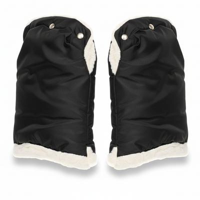 Black Fur Muff Gloves for Stroller, Sled, Insulated for Winter