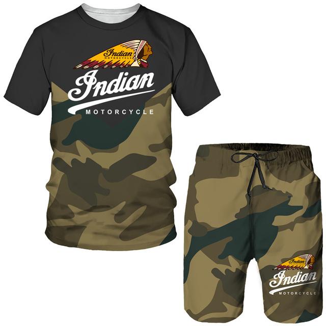 Summer Camouflag Print Set Suit Hip Hop Harajuku Sports 2 Piece Oversized Sportswear Tshirt Beach Shorts Outfits Clothes For Men
