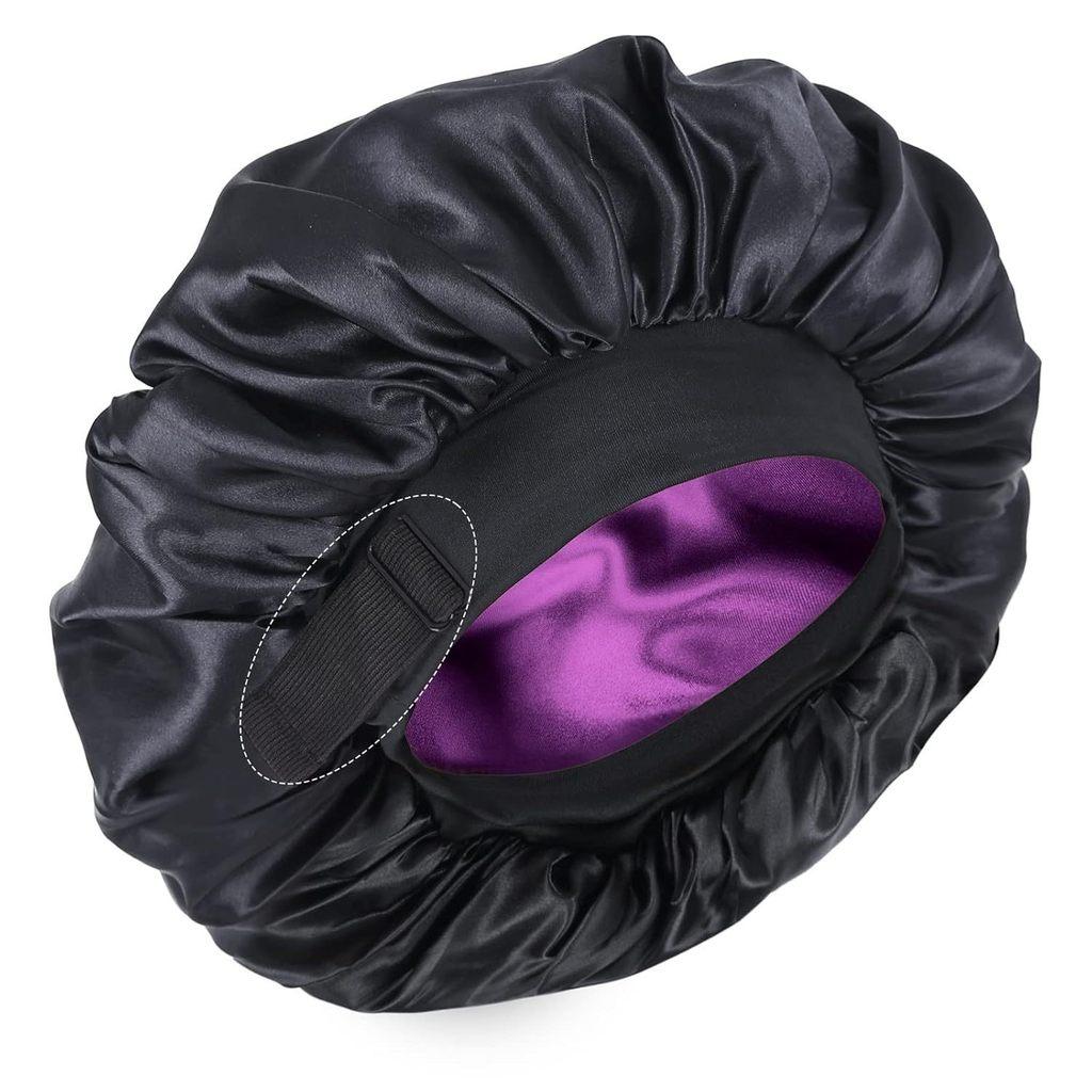 Double Layer Satin Sleep Cap With Adjustable Fit For Comfort And Style