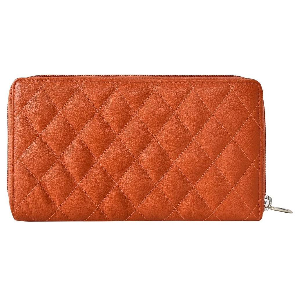 Prošívaná oranžová kožená peněženka/psaníčko/kabelka Grace pro ženy