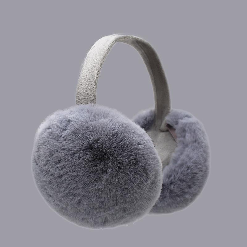

Складные женские зимние наушники с большими плюшевыми наушниками, оправой с эффектом памяти, искусственным мехом кролика и защитой от холода null серый