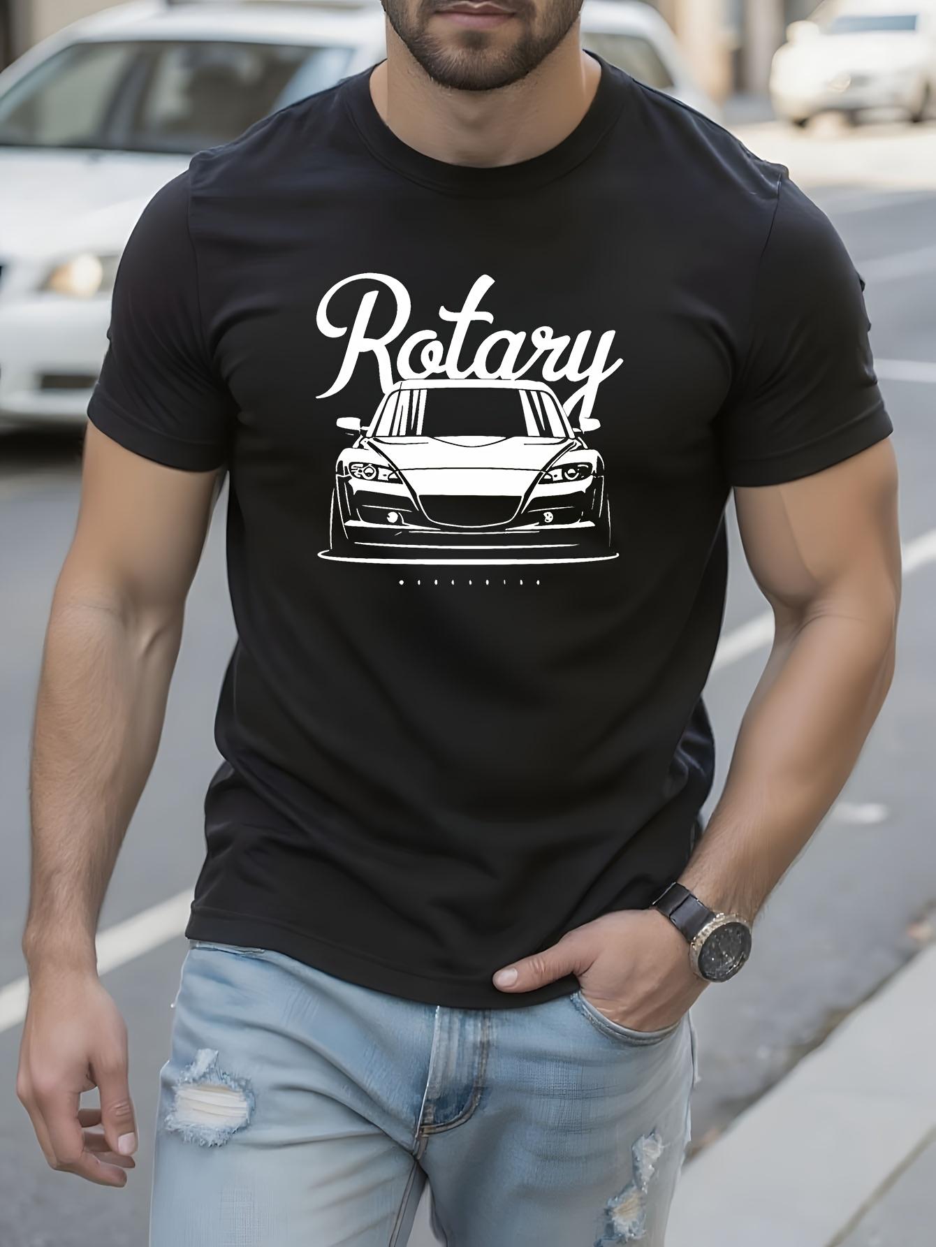 Rotary RX8 Graphic - Black with White Car Design T-shirt XXXL