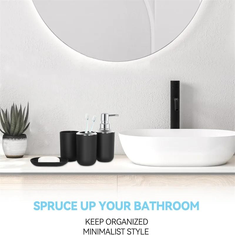 Umývací sada Příslušenství do koupelny Dekorace do koupelny Láhev na pleťové mléko Miska na mýdlo Hrnek na ústní vodu Černý podnos Koupelnové potřeby pro domácnost