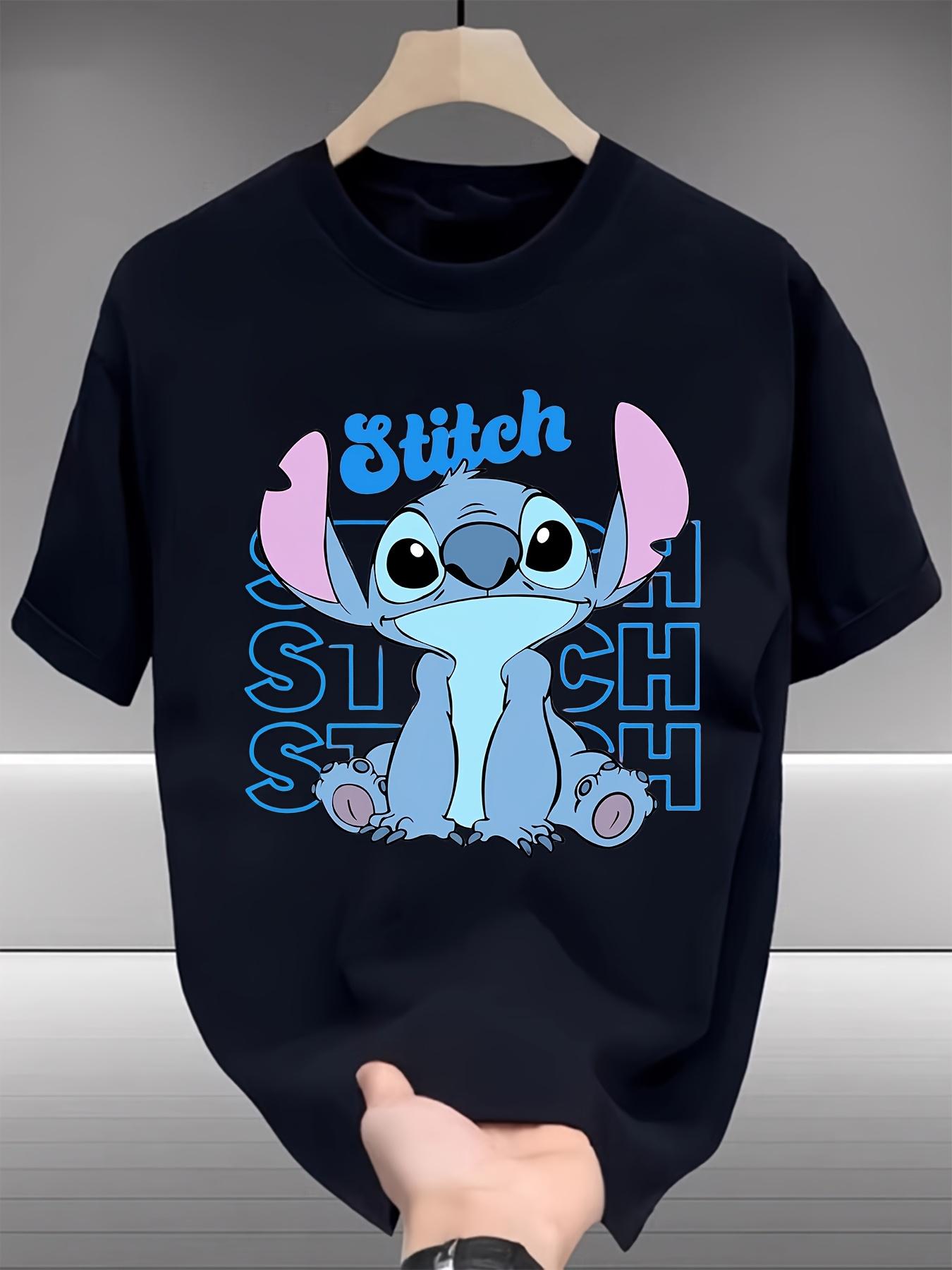 Disney Stitch Graphic T-shirt - Summer Casual Short Sleeve Tee with Print XL